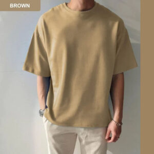 Premium Mens Cotton Drop Shoulder T-Shirt Solid Colour