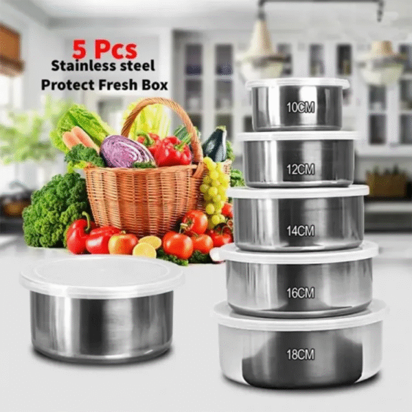 Premium Protects Stainless Steel Fresh Box-5 pcs – খাবার রাখুন সতেজ ও সুসংগঠিতভাবে